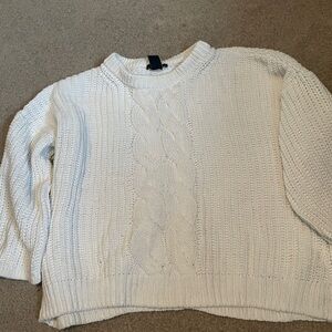 H&M Cream Cable-Front Crewneck Sweater